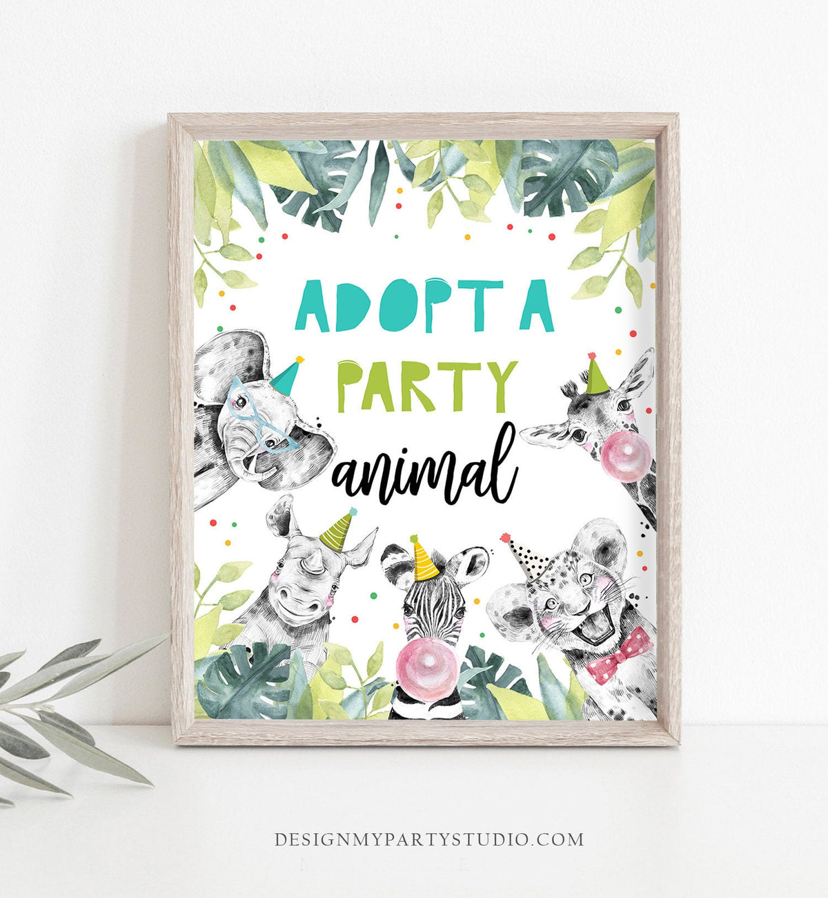 Adopt an Animal Birthday Sign Table Decor Party Animals Birthday Wild One Safari Animals Boy Zoo Table Sign Zoo Party Jungle Printable 0322