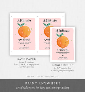 Editable A Little Cutie is on The Way Baby Shower Invitation Clementine Orange Coed Shower Girl Pink Download Printable Corjl Template 0330