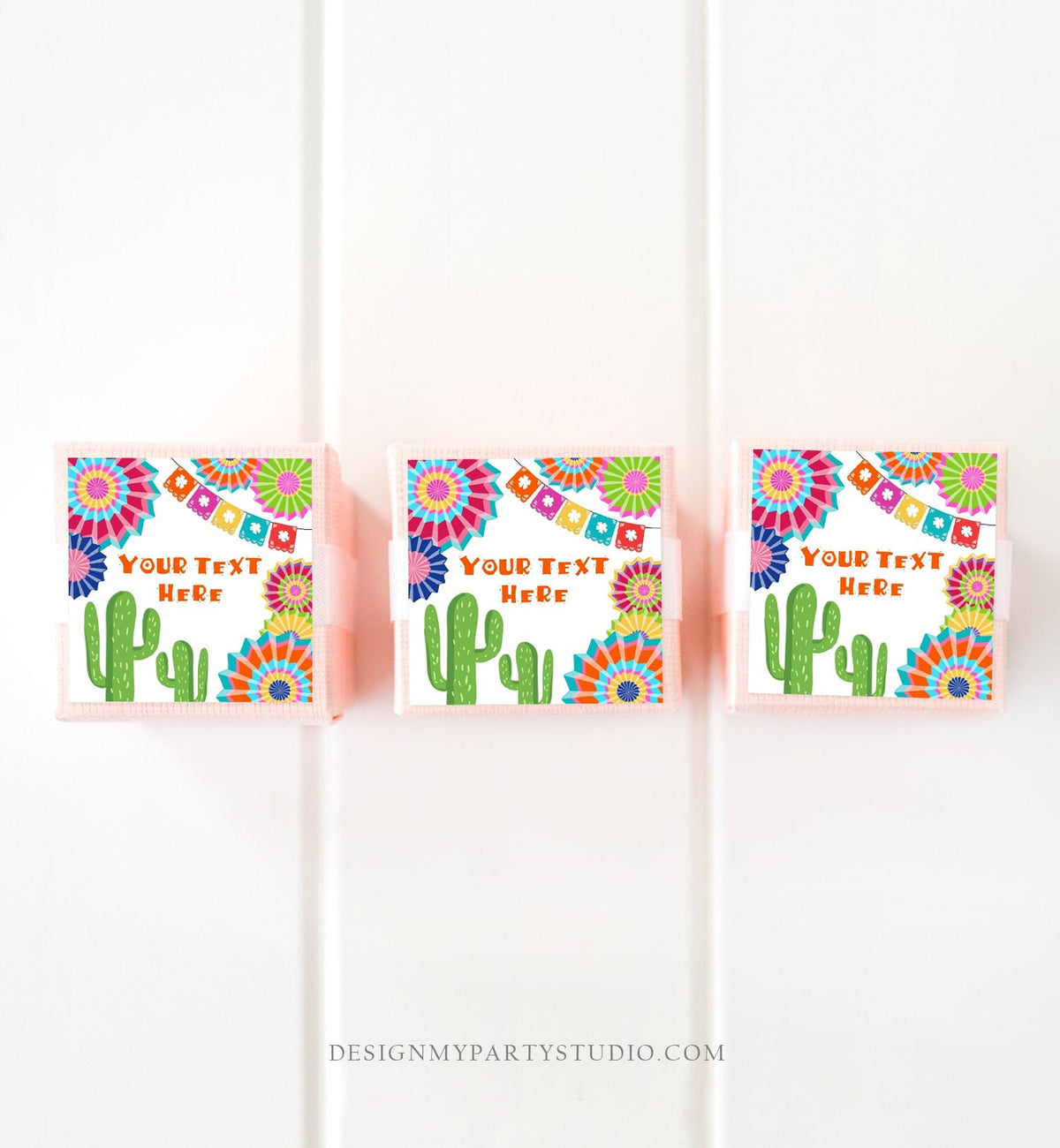 Editable Fiesta Cactus Thank You Favor Tags Round Squared Baby Shower Birthday Bridal Shower Stickers Succulent Mexican Corjl Template 0236