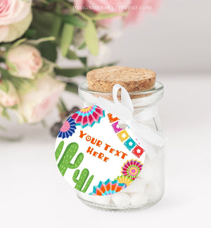 Editable Fiesta Cactus Thank You Favor Tags Round Squared Baby Shower Birthday Bridal Shower Stickers Succulent Mexican Corjl Template 0236