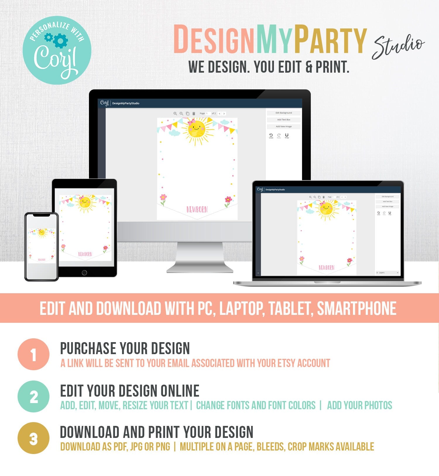 Editable Little Sunshine Monthly Photo Banner First Birthday Banner Pink Girl Bow Sunshine Birthday Decor Summer Digital Corjl Template 0141