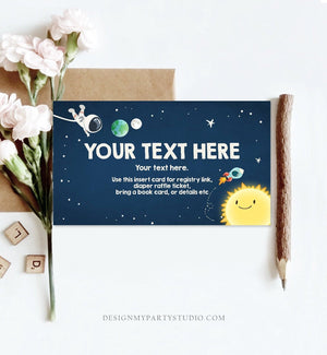 Editable Space Insert Card Diaper Raffle Ticket Outer Space Baby shower Astronaut Registry Card Shower Game Template PRINTABLE Corjl 0046
