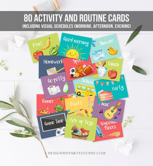 Visual Schedule Kids Daily Routine Chart 80 Cards Chores School Homeschool Toddler Preschoolers Calendar Daycare Download Printable 0341
