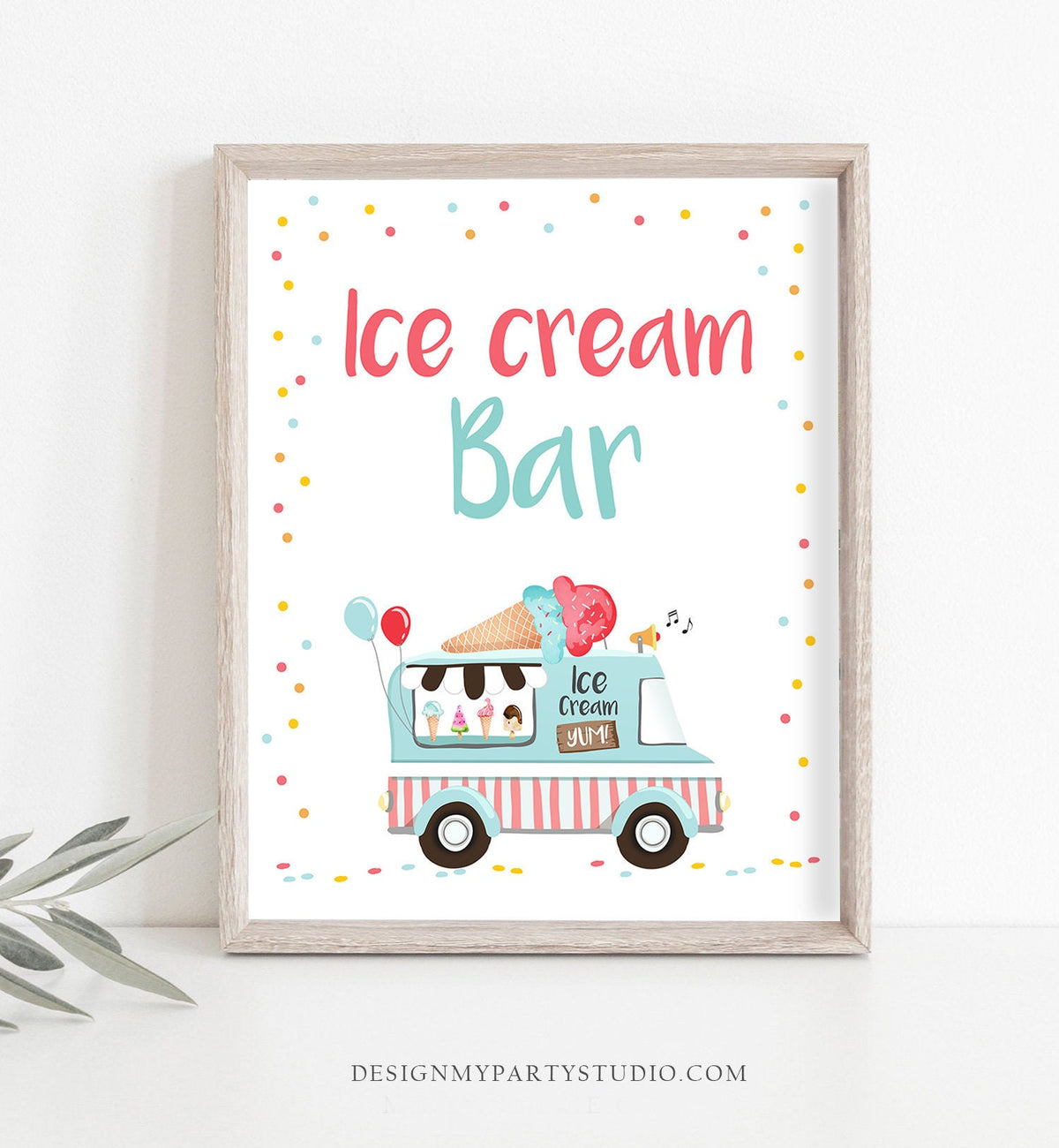 Ice Cream Bar Sign Ice Cream Social Birthday Ice Cream Truck Party Sign Ice Cream Table Sign Boy Neutral Instant Download Printable 0243