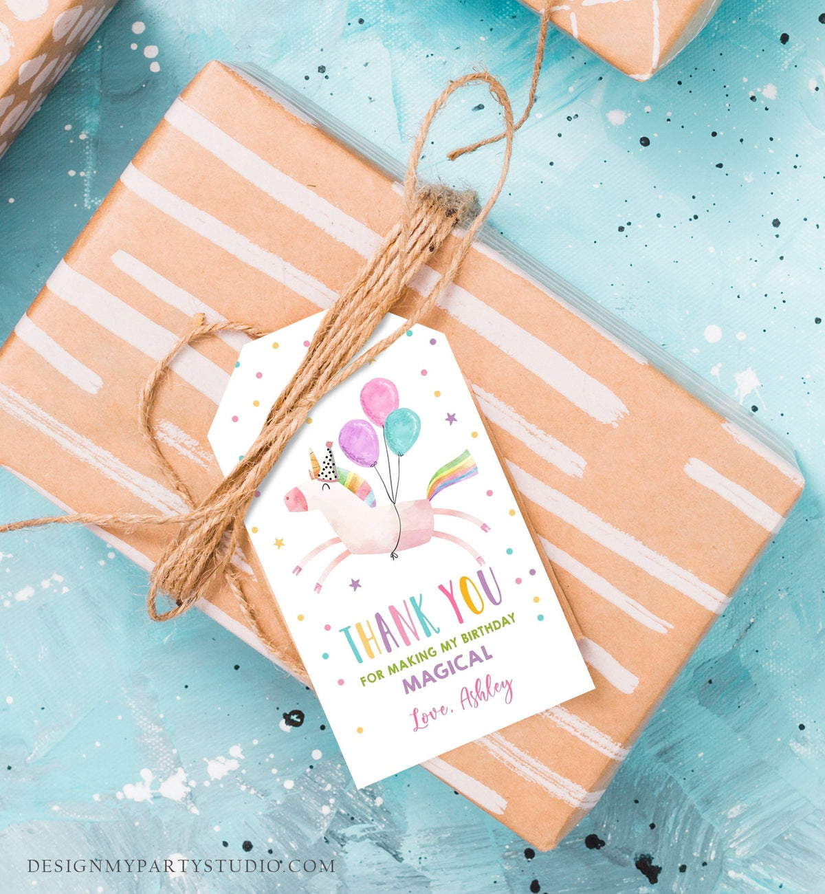Editable Unicorn Favor Tag Birthday Favors Party Magical Rainbow Baby Shower Thank You Gift Tag Girl Digital Template Printable 0336