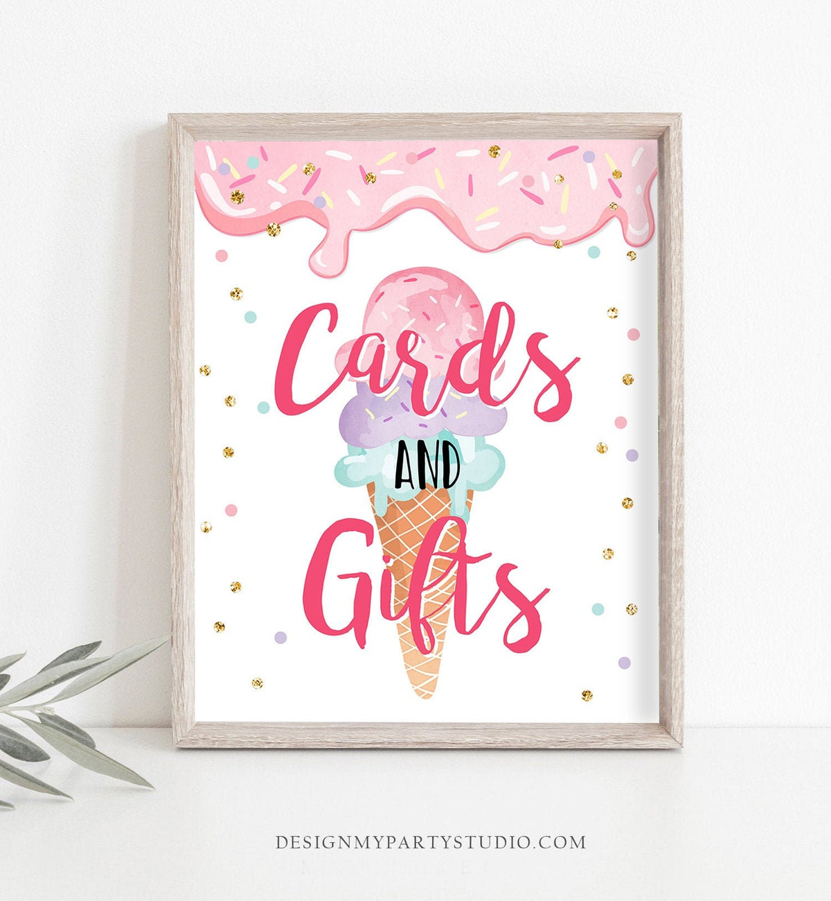 Cards and Gifts Ice Cream Sign Ice Cream Birthday Party Sign Ice Cream Decorations Social Pink Mint Purple Instant Download Printable 0243