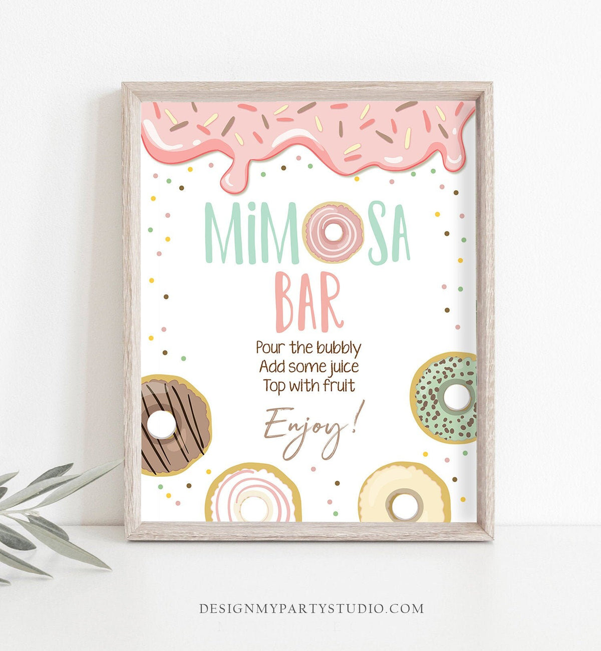 Mimosa Bar Sign Donut Birthday Party Bridal Baby Shower Momosa Bar Dougnut Shower Donut Sweet Table Sign Decor Download Printable 0320