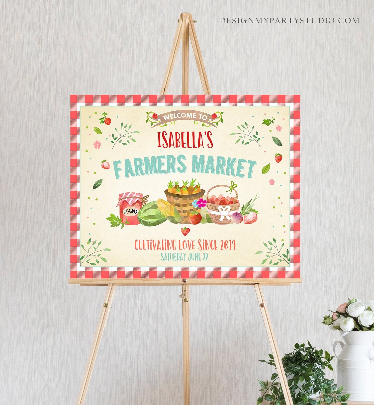 Editable Farmers Market Welcome Sign Birthday Baby Shower Farm Party Decor Fruits Market Locally Grown Digital Template Printable 0144
