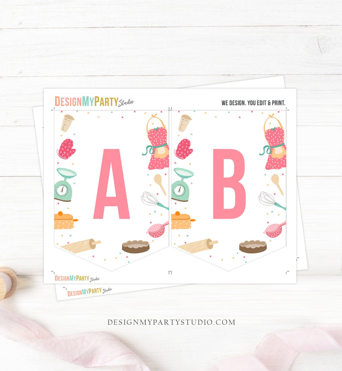 Kitchen Cooking Birthday Banner A-Z Alphabet Numbers Banner First Happy Birthday Banner Girl Safari Animals Decor Download Printable 0219