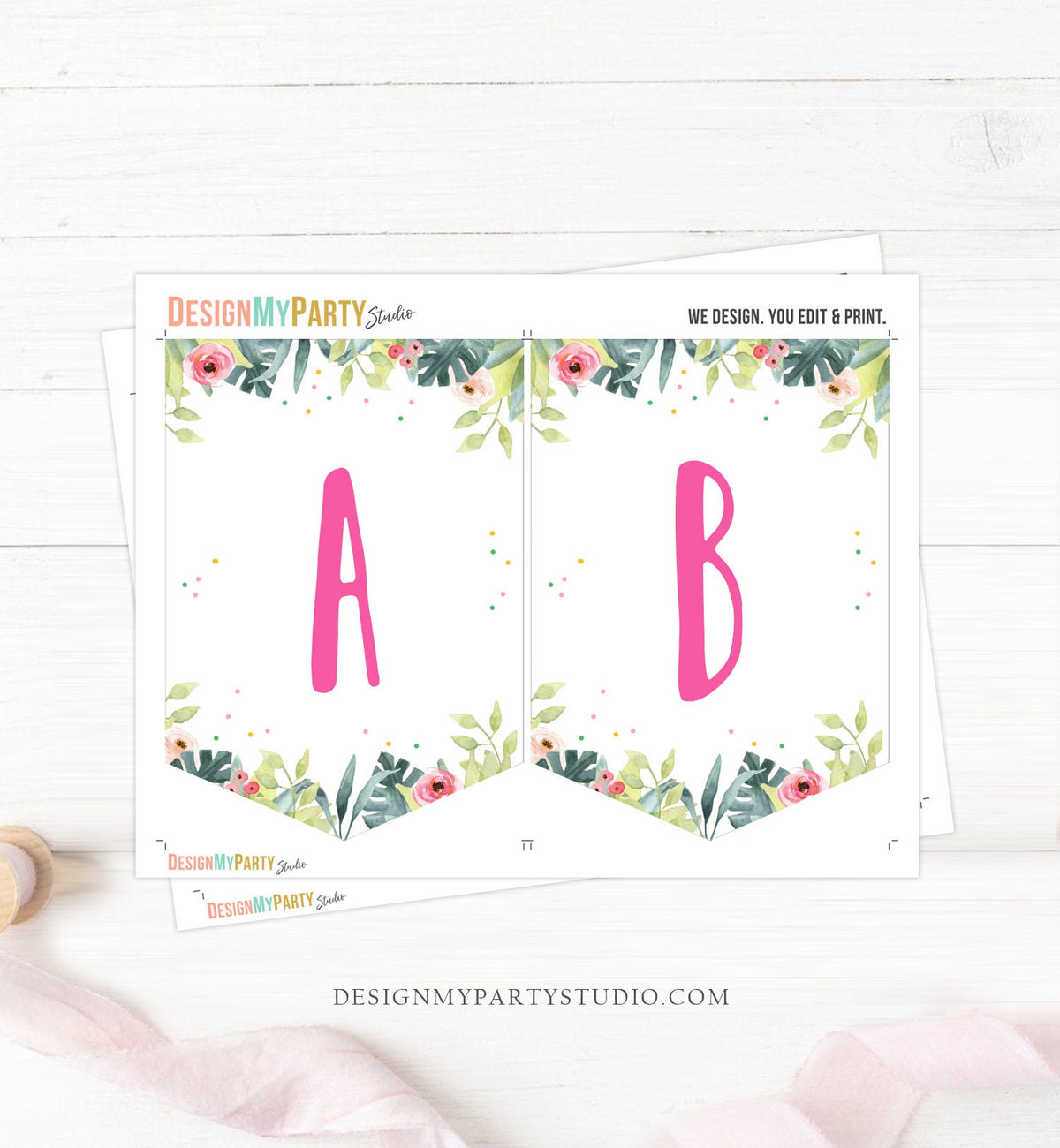 Safari Party Animals Birthday Banner A-Z Alphabet Numbers Banner First 1st Girl Safari Animals Decor Digital Download Printable 0322