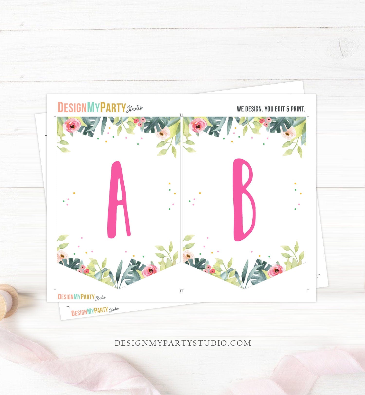Safari Party Animals Birthday Banner A-Z Alphabet Numbers Banner First 1st Girl Safari Animals Decor Digital Download Printable 0322