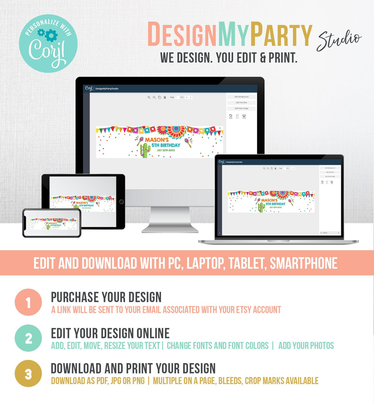 Editable Water Bottle Labels Fiesta Drive By Birthday Decor Cactus Mexican Siesta Quarantine Printable Bottle Label Template Printable 0045