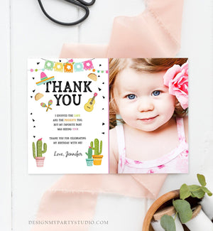 Editable Taco Fiesta Thank You Card Birthday Party Baby Bridal Shower Cactus Succulent Mexican Green Girl Corjl Template Printable 0161