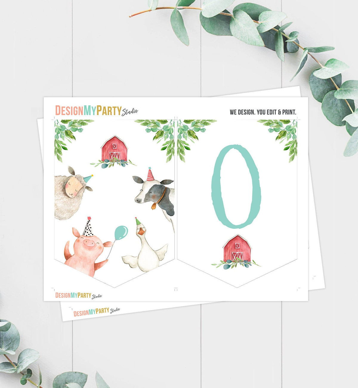 Farm High Chair Banner Farm 1st First Birthday Boy Red Farm Animals High Chair Banner ONE Barnyard Party Decor PRINTABLE Digital 0155