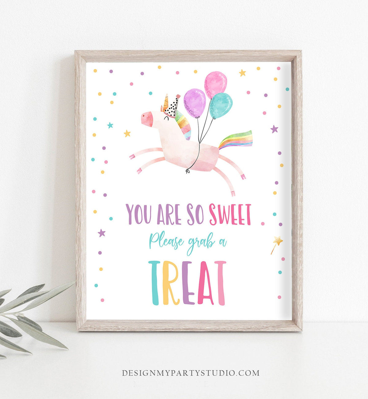 Unicorn Birthday Signs Donut Sign Birthday Treat Sign Dessert Table Magical Party Pink Gold Rainbow Sweet Girl Decor Download Printable 0336