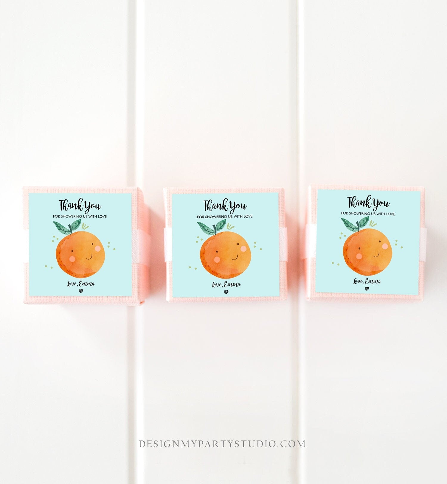 Editable A Little Cutie is on The Way Favor Tag Orange Clementine Baby Shower Cutie Gift Blue Boy Square Round Template Corjl Printable 0330