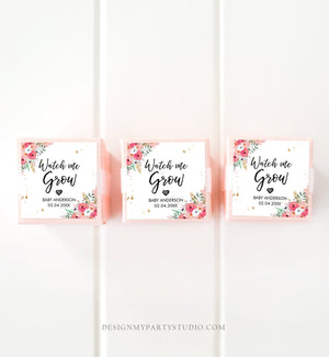 Editable Watch Me Grow Tags Baby Shower Favor Tags Plant Tags Cactus Succulent Thank You Tag Pink Floral Gold Corjl Template Printable 0030