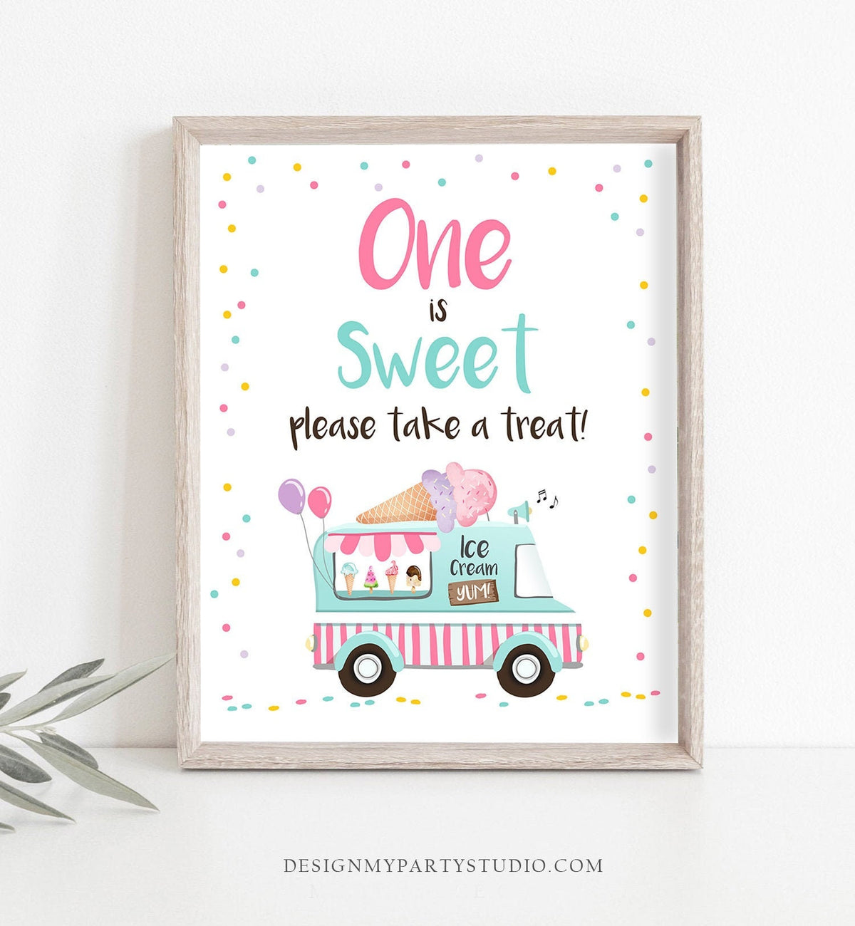 Ice Cream Birthday Sign Thank You Sign Ice Cream Favors Table Sign Ice Cream Social First birthday One Is Sweet Download Printable 0243