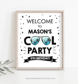 Editable Cool Birthday Party Welcome Sign Boy Birthday I'm This Many Pilot Sunglasses Palm Digital Download Corjl Template Printable 0136