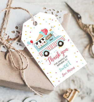 Editable Ice Cream Truck Favor Thank You Tags Ice Cream Birthday Party Neutral Boy Gift Goodie Bag Labels Corjl Template PRINTABLE 0243