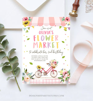 Editable Flower Market Birthday Invitation Home Grown Farmers Farm Floral Market Girl Pink Download Printable Invite Template Corjl 0347
