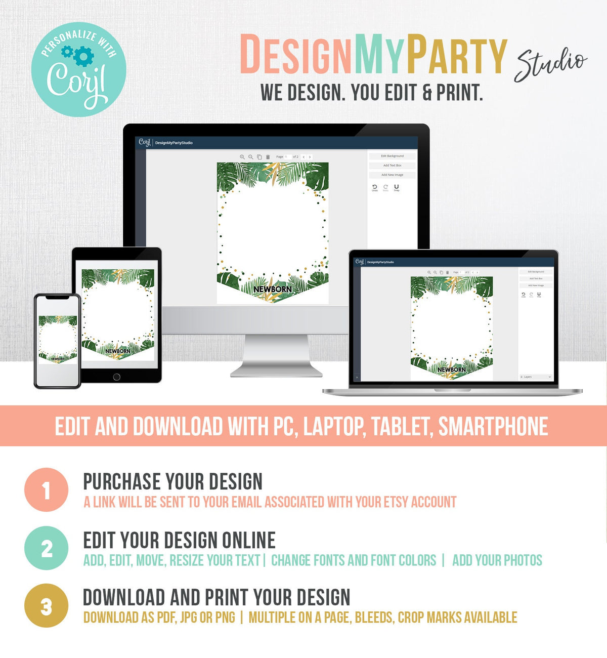 Editable Safari Safari Monthly First Birthday Banner Photo Banner Gold Green Boy Zoo Wild One Digital Download Template Printable 0332