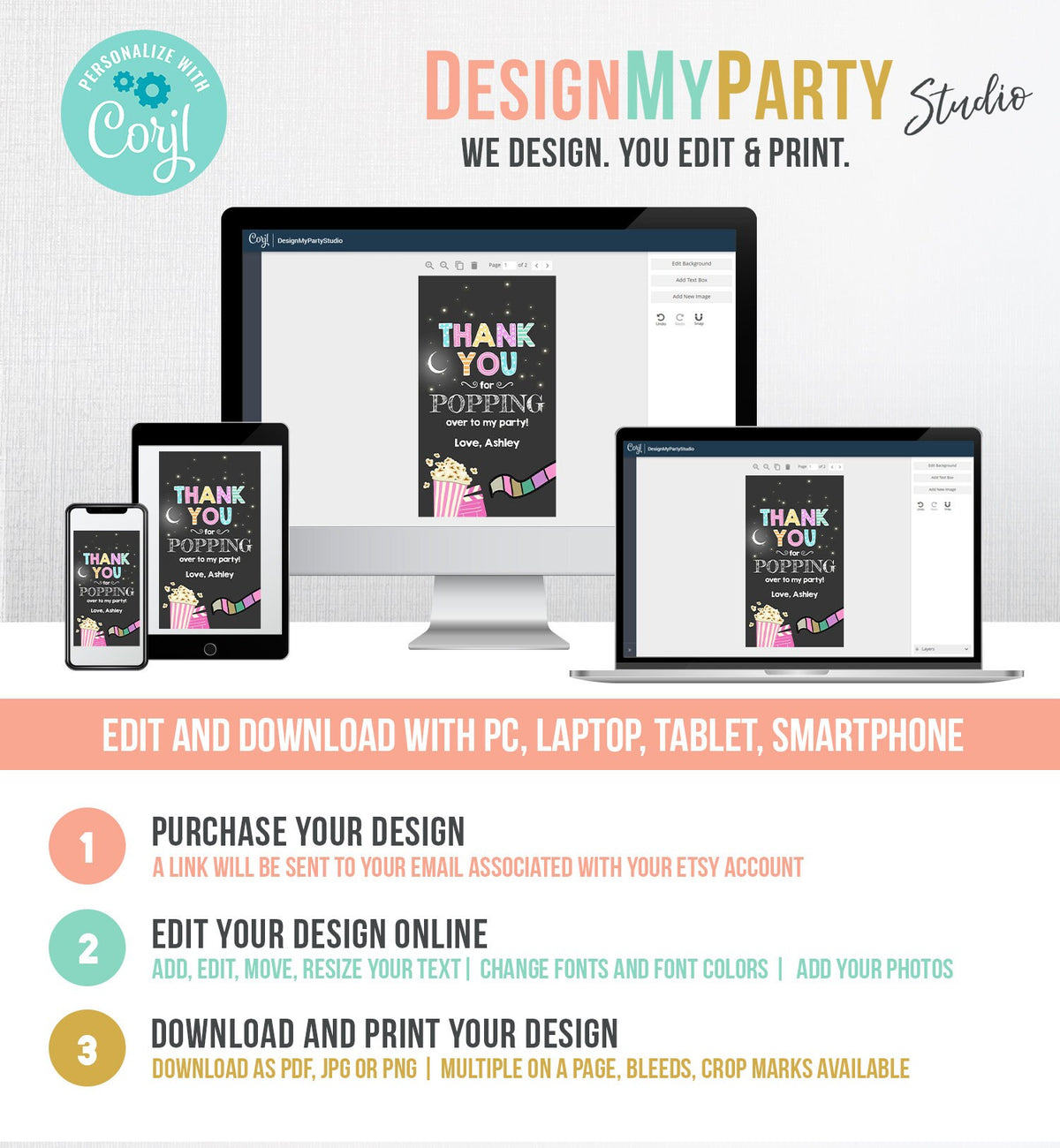 Editable Movie Night Favor Tag Thank You Gift Tag Cinema Under The Stars Popcorn Backyard Party Digital Download Template Printable 0042