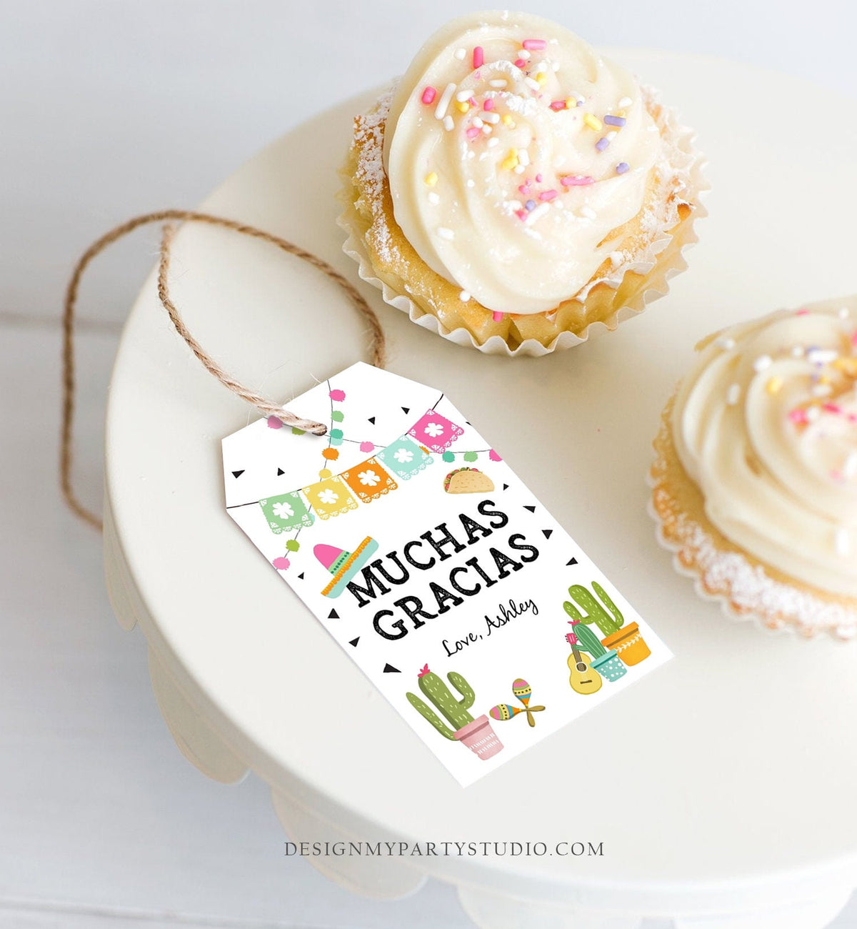 Editable Cactus Fiesta Favor Tag Mexican Muchas Gracias Thank You Tag Shower Succulent Taco Twosday Birthday Digital Template Prntable 0161