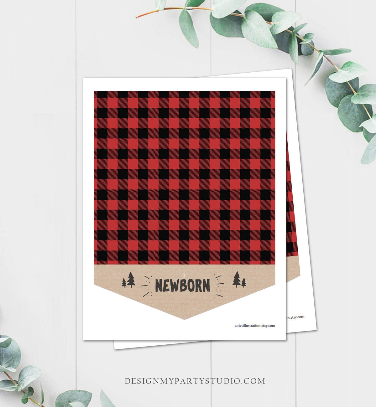 Lumberjack First Birthday Banner Monthly Photo Banner Woodland Red Buffalo Plaid Party Decor Instant Digital Download Printable 0026