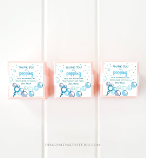 Editable Bubble Favor Tags Boy Bubble Birthday Thank you tags Popping over Stickers Bubbles Gift tags Blue Template PRINTABLE Corjl 0035