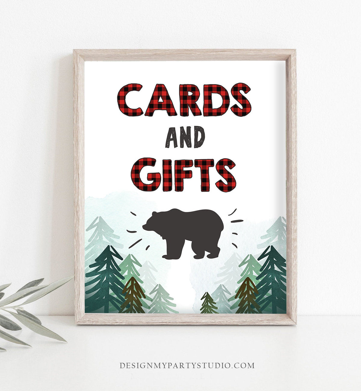 Cards and Gifts Sign Lumberjack Gift Table sign Lumberjack Birthday Sign Lumberjack Party Signs Birthday Decor Plaid Bear PRINTABLE 0377