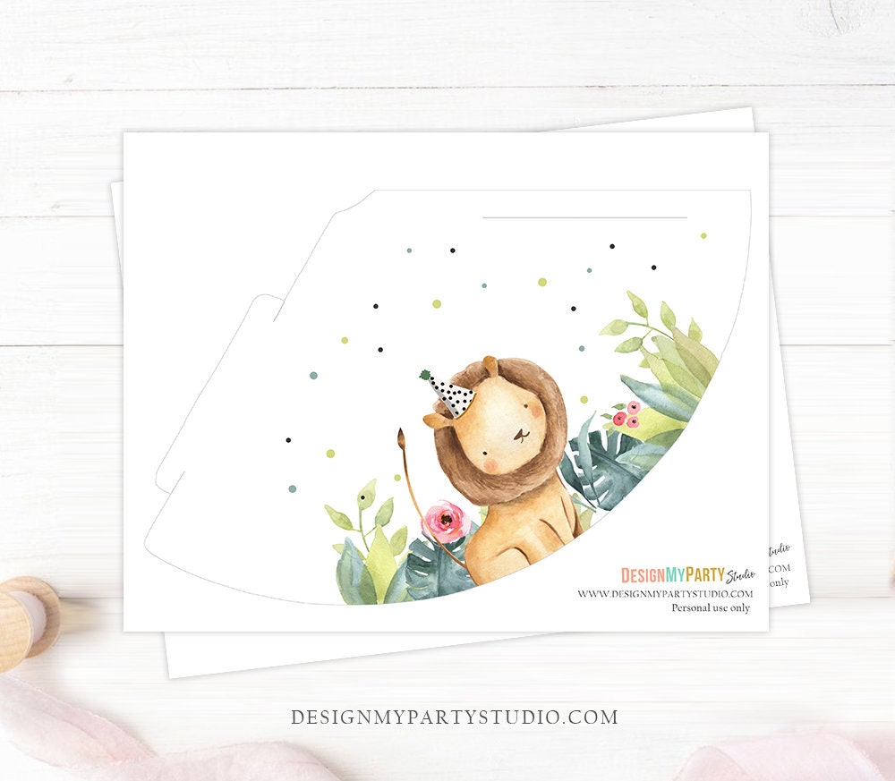 Printable Party Hats Party Animals Birthday Party Birthday Decor Safari Birthday Wild One Zoo Jungle Decoration DIY Digital Printable 0163