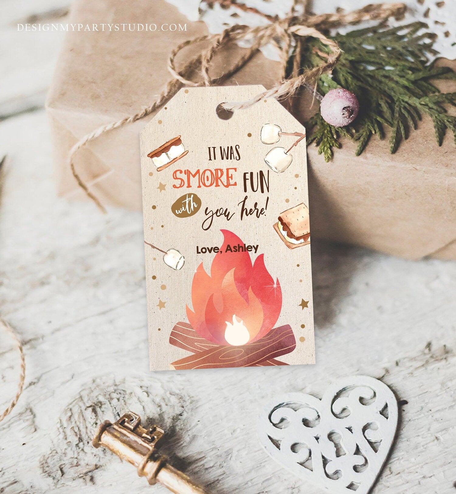 Editable S'more Fun Favor Tags Thank you Backyard Bonfire Party Birthday Bonfire With You Shower Fall Digital Template Printable 0179