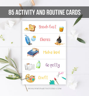 Visual Schedule Kids Daily Routine Chart 85 Cards Chores School Homeschool Toddler Preschoolers Calendar Daycare Download Printable 0341