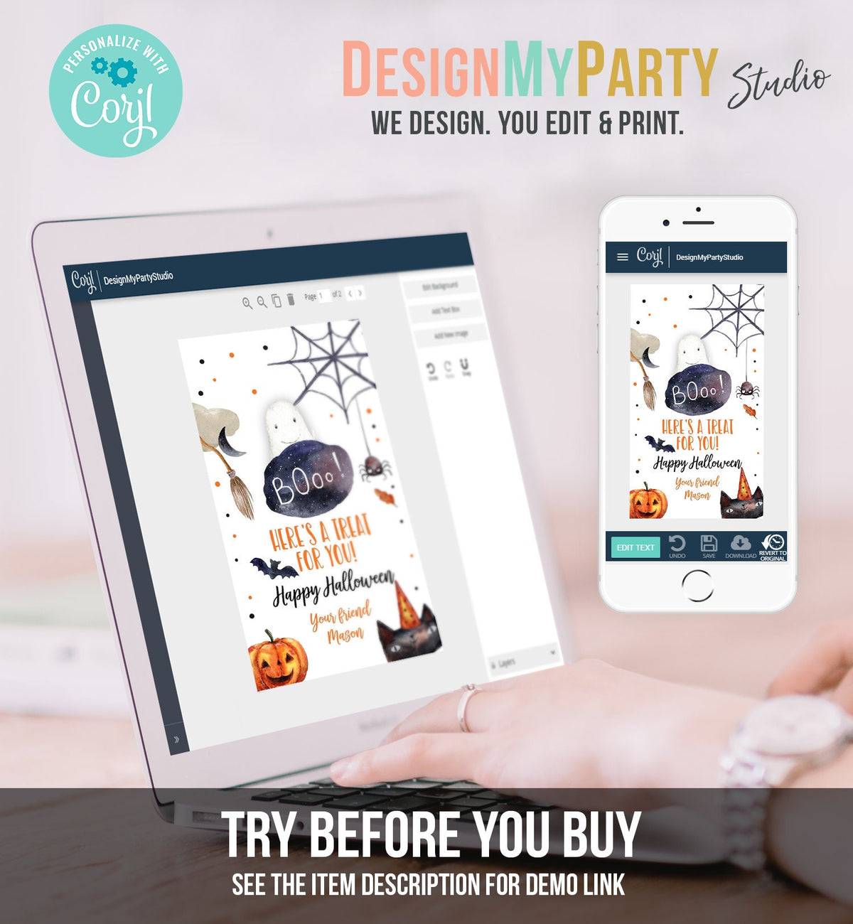 Editable Halloween Favor Tags Boo Gift Tags Costume Party Trick Or Treat Favor Tags Birthday Party Digital Download Template Printable 0261