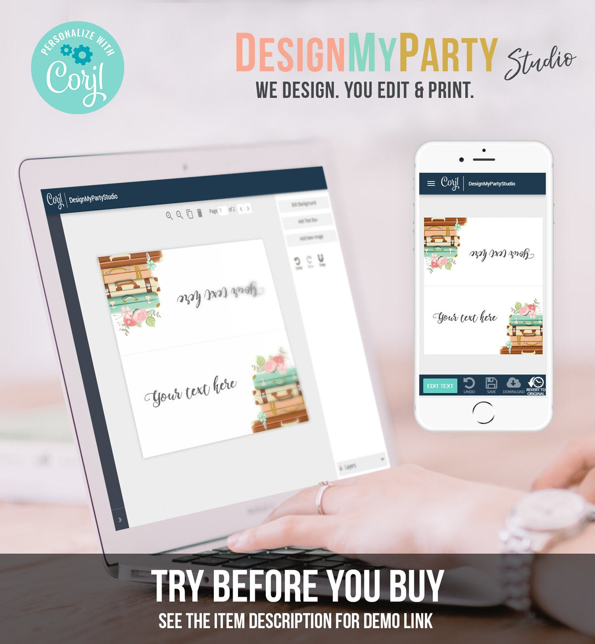 Editable Travel Adventure Food Label Place Card Traveling to Mrs Tent Card Adventure Bridal Shower Suitcases Digital Template Printable 0044