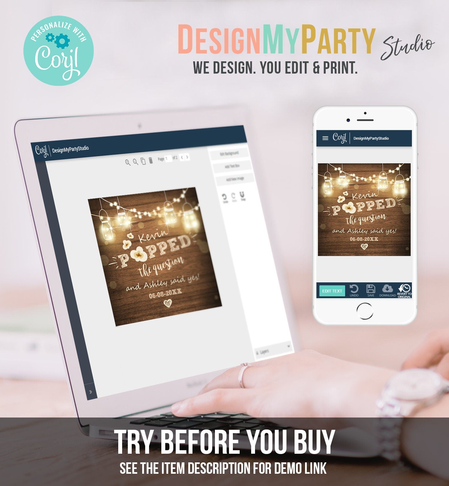 Editable Popped the Question Gift Tag Engagement Party Favor Tag Popcorn Sticker Bridal Shower Wedding Pop Favors Digital Template 0015 0110