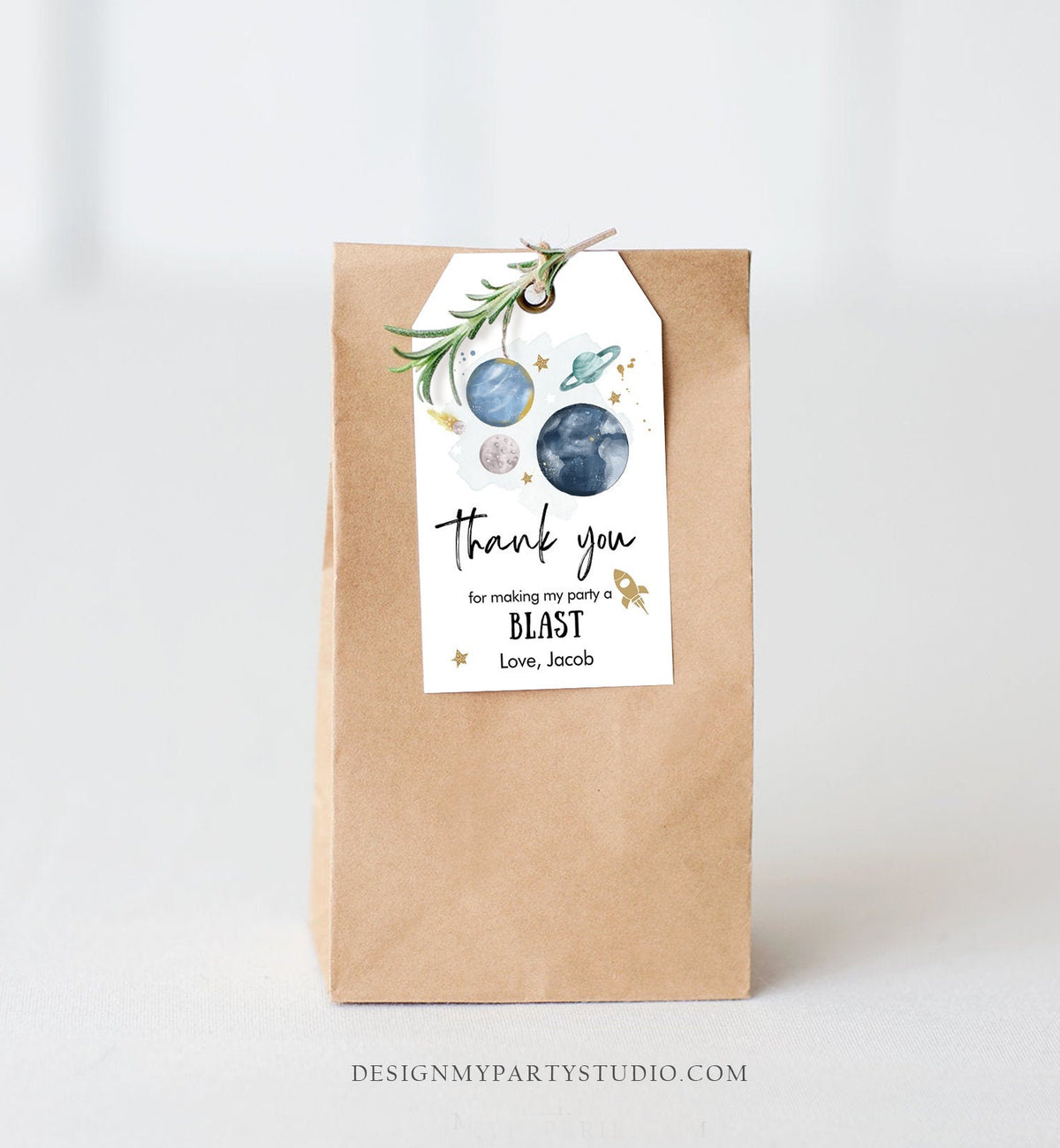 Editable Outer Space Favor Tags Space Birthday Thank you Label Galaxy Gift tags Trip Around the Sun Planets Template Corjl PRINTABLE 0357