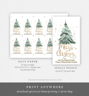 Editable Christmas Favor Tags Holiday Gift Tags Merry Christmas Holiday Tags Holiday Labels Tree Gold Download Printable Corjl 0363 0443