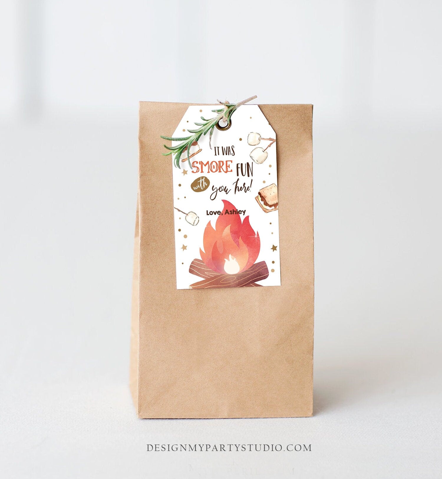 Editable S'more Favor Tags Thank you Backyard Bonfire Party Birthday Bonfire Smore Fun with you Baby Shower Fall Template PRINTABLE 0179