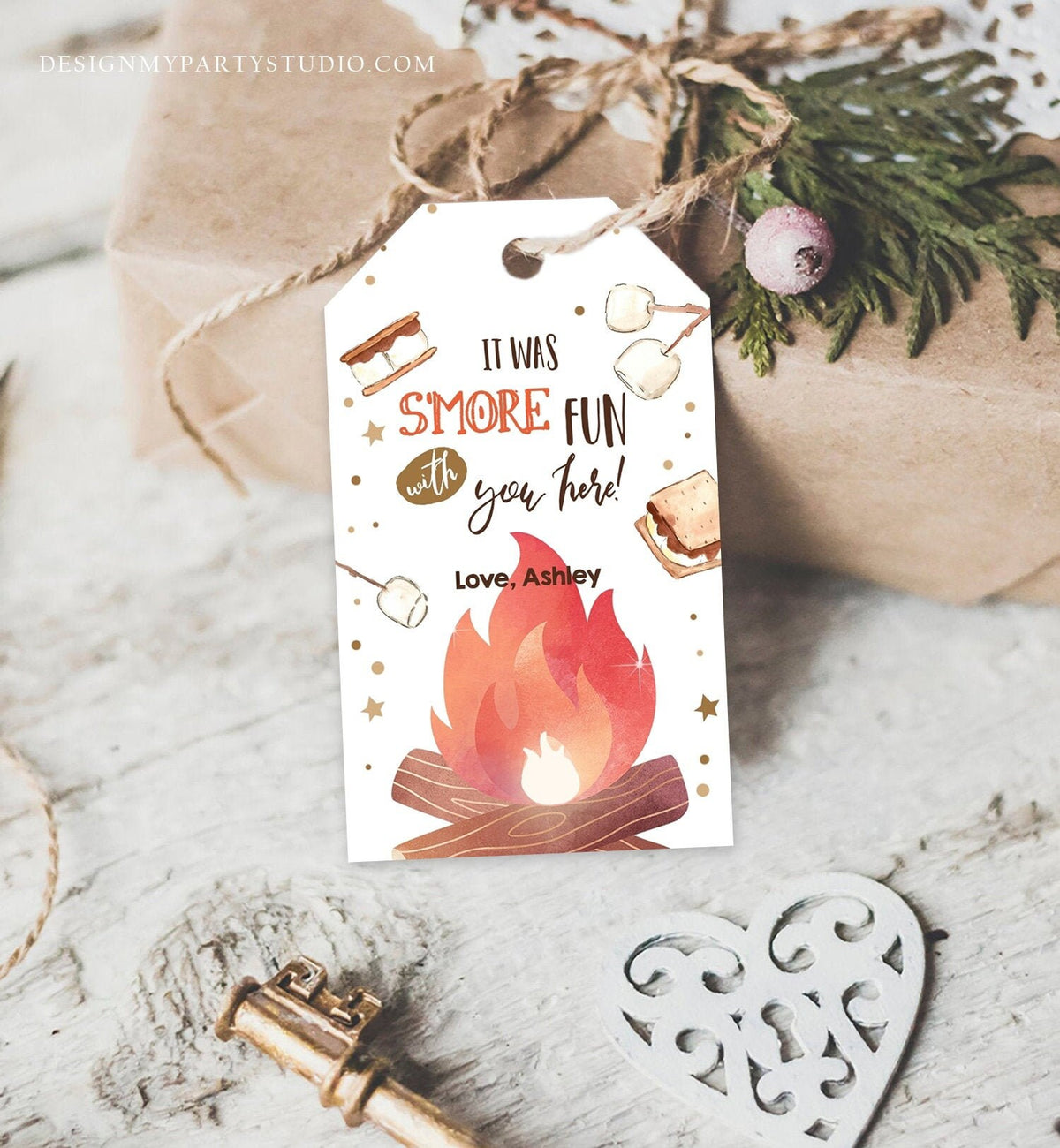 Editable S&#39;more Favor Tags Thank you Backyard Bonfire Party Birthday Bonfire Smore Fun with you Baby Shower Fall Template PRINTABLE 0179