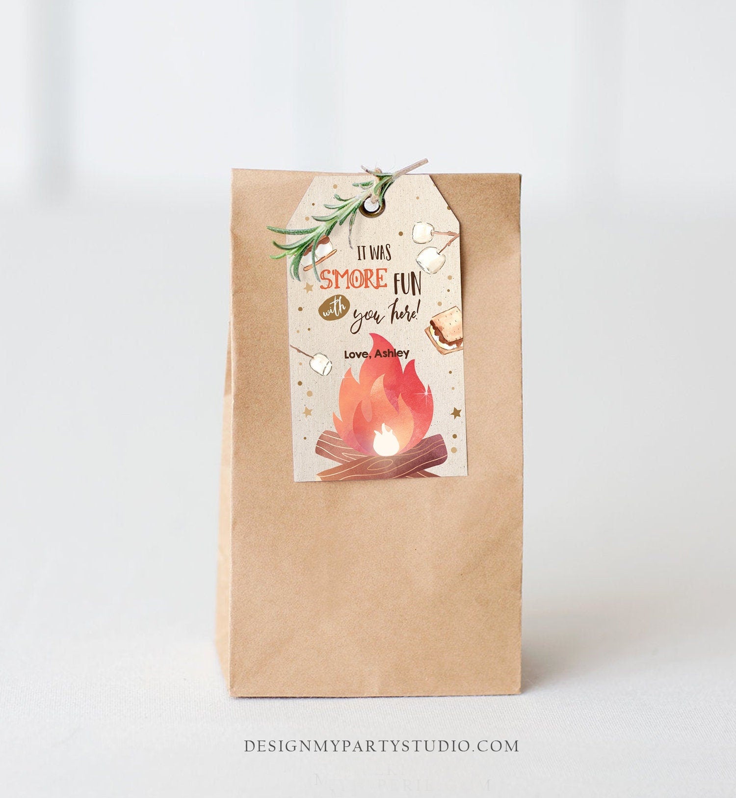 Editable S&#39;more Fun Favor Tags Thank you Backyard Bonfire Party Birthday Bonfire With You Shower Fall Corjl Template Printable 0179