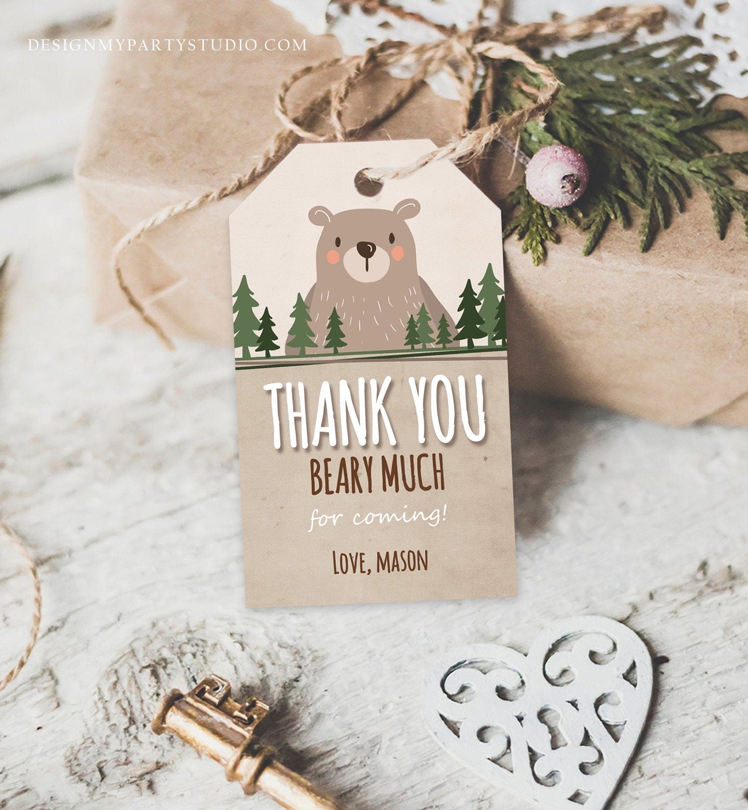 editable-bear-favor-tags-thank-you-beary-much-little-cub-birthday-tag-design-my-party-studio for I Love You Beary Much Printable Free Editable Bear Favor Tags Thank you Beary much Little Cub Birthday Tag - Design My Party Studio for I Love You Beary Much Printable Free