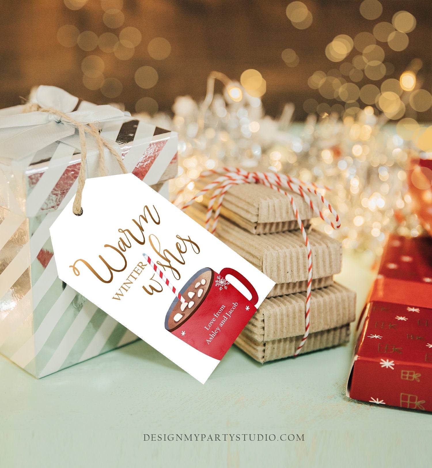 Editable Warm Wishes Tag Personalized Christmas Tag Hot Cocoa Tag Holiday Gift Tag Hot Chocolate Download Printable Template Corjl 044300353