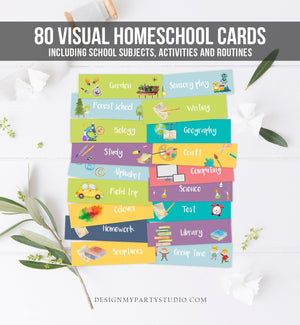 Visual Homeschool Schedule Cards Homeschooling Subjects Daily Routine Chart Preschoolers Toddlers Calendar Daycare Download Printable 0341