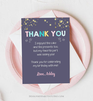 Editable Sleepover Party Thank You Card Note Pizza Pajamas Slumber Party Girl Pink Note Template Digital Download Printable Corjl 0218