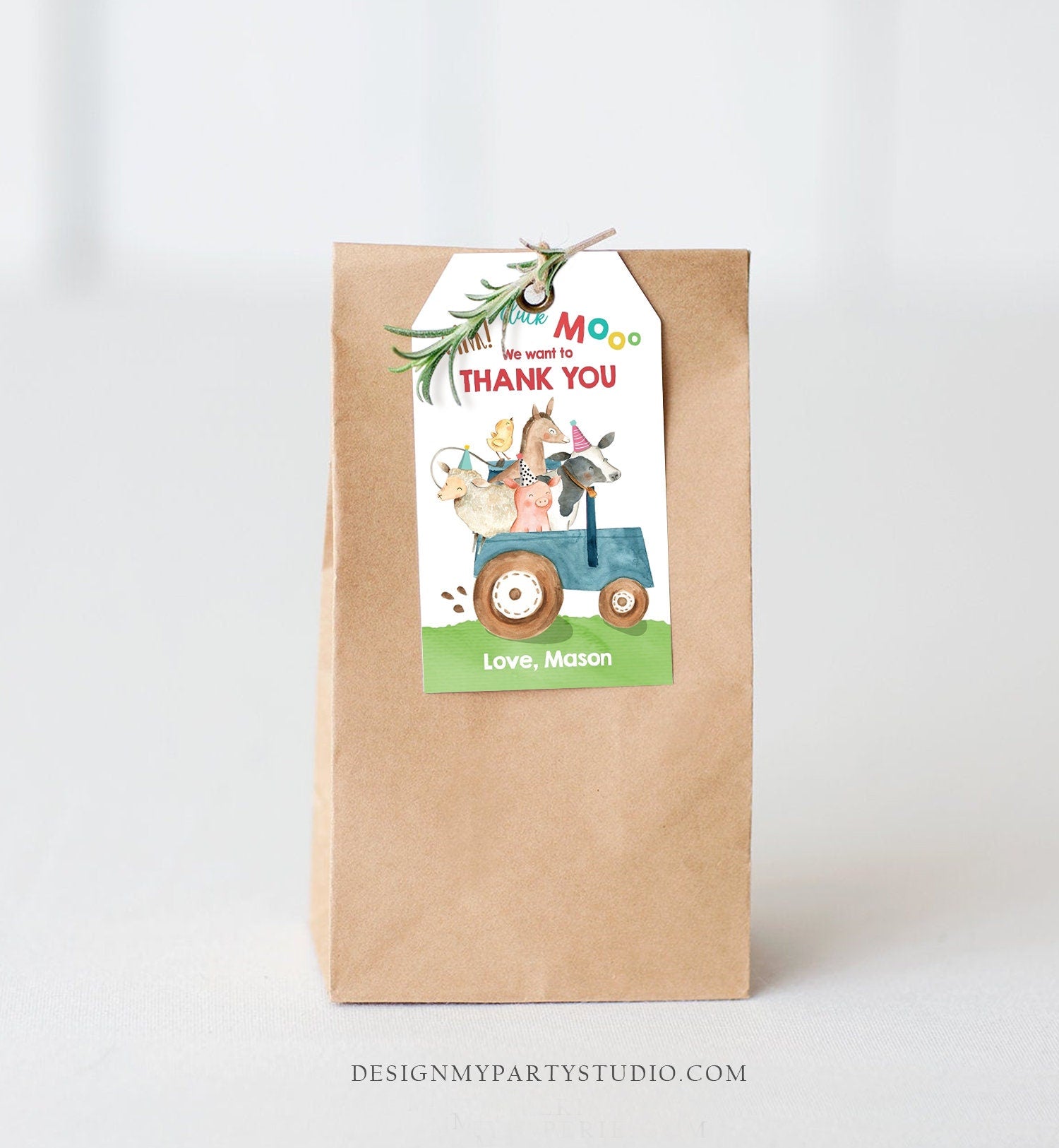 Editable Farm Favor Tags Tags Boy Farm Birthday Thank you tags Barnyard Gift Tags Blue Tractor Digital Download Template Printable 0155