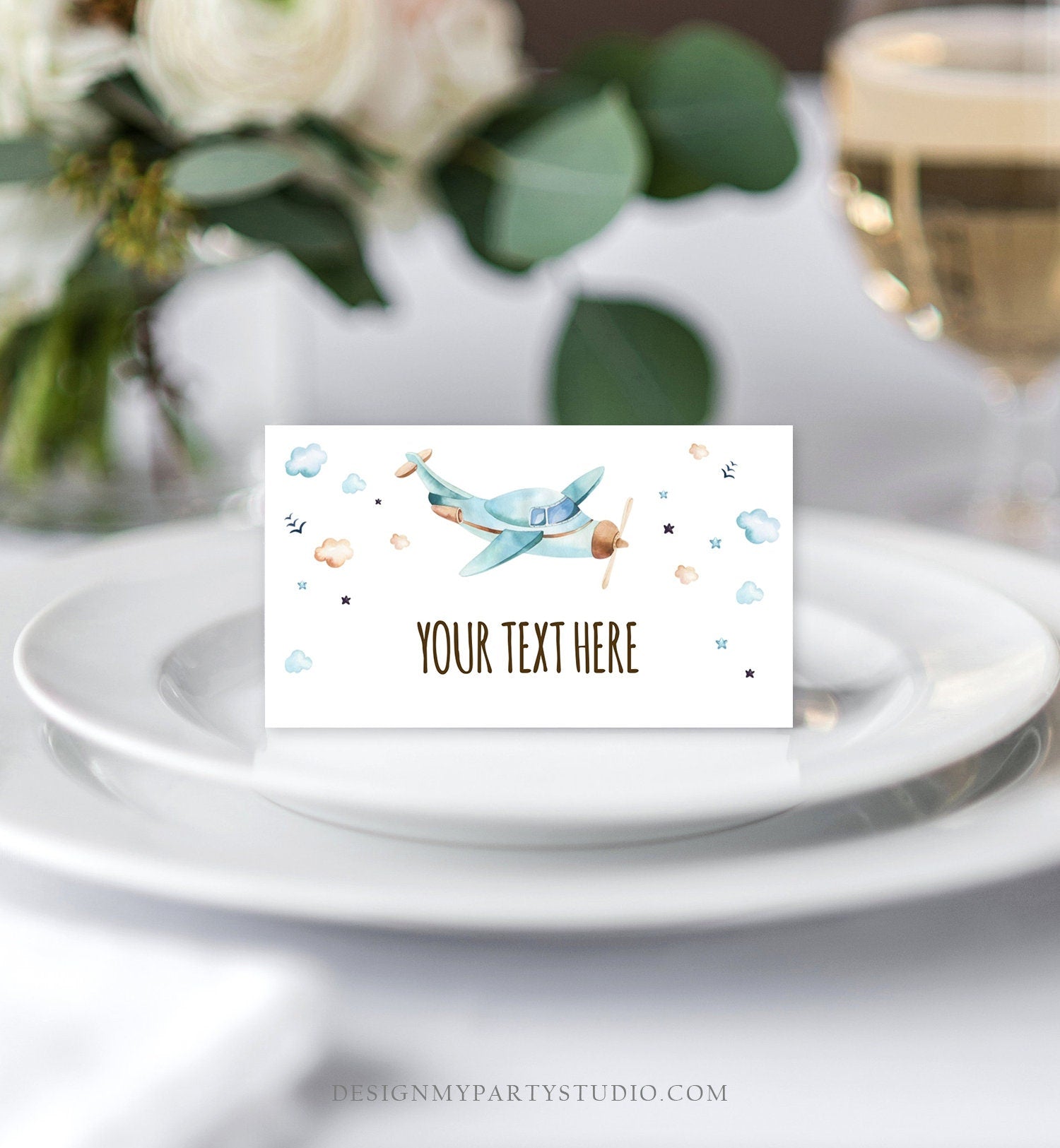 Editable Airplane Food Labels Airplane Baby Shower Name Cards Tent Card Escort Boy Adventure Travel Digital Download Template Printable 0185