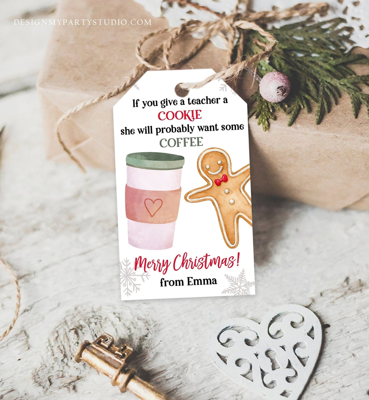Editable Cookie Gift Tag Teacher Appreciation Tag Christmas Give A Teacher A Cookie ag Coffee Digital Download Template Printable 0362 0443