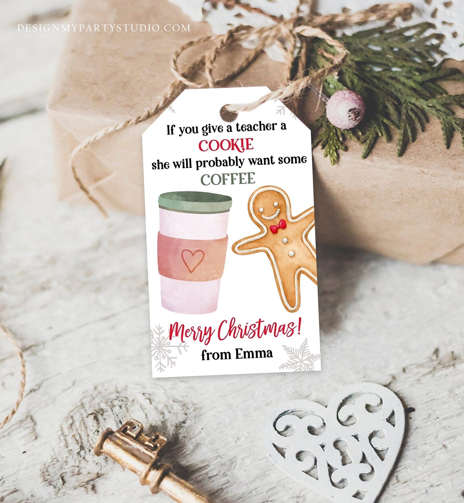 Editable Cookie Gift Tag Teacher Appreciation Tag Christmas Give A Teacher A Cookie ag Coffee Digital Download Template Printable 0362 0443
